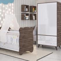 Quarto de Bebê Completo Berço com Roupeiro 2 Portas 2 Gavetas Estrela Móveis Percasa Carvalho/Branco Quarto de Bebê Completo Berço com Roupeiro 2 Portas 2 Gavetas Estrela Móveis Percasa Carvalho/Branco