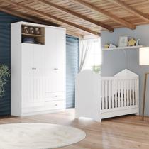 Quarto de Bebê Completo Berço e Guarda-roupa Vanila