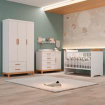 Quarto de Bebe Completo Berço Eloa 3 em 1 e Comoda Hellen Fraldário e Guarda-roupa 3 Portas Hellen Quarto de Bebe Completo Berço Eloa 3 em 1 e Comoda Hellen Fraldário e Guarda-roupa 3 Portas Hellen