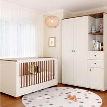 Quarto de Bebê Completo Berço Evolutivo e Guarda-roupa Ananda Casatema Madeiraoriginals Off White/Mel