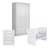Quarto de Bebê Completo Berço Guarda Roupa Cômoda Doce Sonho Branco Qmovi Quarto de Bebê Completo Berço Guarda Roupa Cômoda Doce Sonho Branco Qmovi