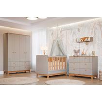 Quarto de Bebê Completo Biscoito 3 Peças (Guarda Roupa+Berço+Cômoda) QI106 Fendi/Nature - Permóbili Baby