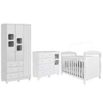 Quarto De Bebê Completo Branco Com Berço Guarda-Roupa Cômoda Quarto De Bebê Completo Branco Com Berço Guarda-Roupa Cômoda