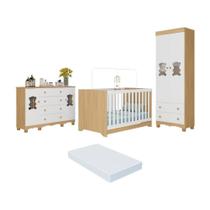 Quarto De Bebê Completo C-berço Americano 3 Em 1 Colchão Ternura Multimóveis MP4675 Madeirado-branco
