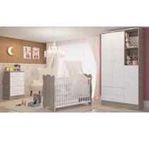Quarto de Bebê Completo com 1 Berço 1 Cômoda 1 Guarda Roupa Leãozinho