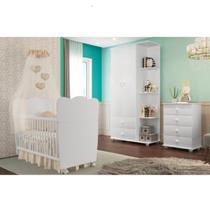 Quarto de Bebê Completo com 1 Berço Cama 1 Roupeiro 1 Cômoda Sol