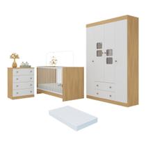 Quarto de Bebê Completo com Berço 3 em 1 com Colchão Incluso Brisa Multimóveis MP4537 Quarto de Bebê Completo com Berço 3 em 1 com Colchão Incluso Brisa Multimóveis MP4537