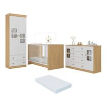 Quarto de Bebê Completo com Berço 3 em 1 com Colchão Incluso Brisa Multimóveis MP4545