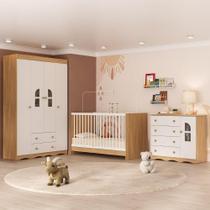 Quarto De Bebê Completo Com Berço 3 Em 1 Com Colchão Incluso Liz Multimóveis MP4567 Madeirado/branco Quarto De Bebê Completo Com Berço 3 Em 1 Com Colchão Incluso Liz Multimóveis MP4567 Madeirado/branco