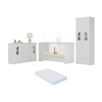 Quarto De Bebê Completo Com Berço 3 Em 1 Com Colchão Incluso Liz Multimóveis MP4579 Branco