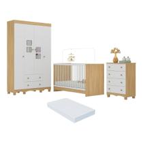 Quarto de Bebê Completo com Berço 3 em 1 com Colchão Incluso Luna Multimóveis MP4540