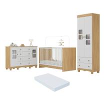 Quarto De Bebê Completo Com Berço 3 Em 1 Com Colchão Incluso Luna Multimóveis MP4548 Madeirado-branco Quarto De Bebê Completo Com Berço 3 Em 1 Com Colchão Incluso Luna Multimóveis MP4548 Madeirado-branco