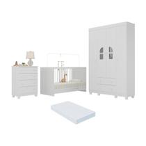 Quarto De Bebê Completo Com Berço 3 Em 1 Com Colchão Incluso Nina Multimóveis MP4570 Branco Quarto De Bebê Completo Com Berço 3 Em 1 Com Colchão Incluso Nina Multimóveis MP4570 Branco