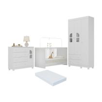 Quarto De Bebê Completo Com Berço 3 Em 1 Com Colchão Incluso Nina Multimóveis MP4574 Branco Quarto De Bebê Completo Com Berço 3 Em 1 Com Colchão Incluso Nina Multimóveis MP4574 Branco