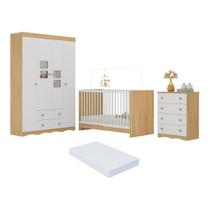 Quarto De Bebê Completo Com Berço 3 Em 1 Com Colchão Incluso Serena Multimóveis MP4539 Madeirado-branco Quarto De Bebê Completo Com Berço 3 Em 1 Com Colchão Incluso Serena Multimóveis MP4539 Madeirado-branco