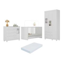 Quarto de Bebê Completo com Berço 3 em 1 com Colchão Incluso Sol Multimóveis MP4542 Quarto de Bebê Completo com Berço 3 em 1 com Colchão Incluso Sol Multimóveis MP4542