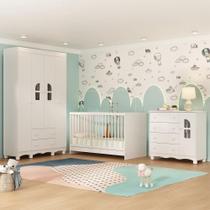 Quarto de Bebê Completo com Berço 3 em 1 para Colchão 130x60cm Aurora Multimóveis MP4552