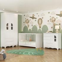 Quarto de Bebê Completo com Berço 3 em 1 para Colchão 130x60cm Aurora Multimóveis MP4560 Quarto de Bebê Completo com Berço 3 em 1 para Colchão 130x60cm Aurora Multimóveis MP4560
