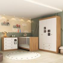 Quarto De Bebê Completo Com Berço 3 Em 1 Para Colchão 130x60cm Brisa Multimóveis Mp4517 Madeirado/branco Quarto De Bebê Completo Com Berço 3 Em 1 Para Colchão 130x60cm Brisa Multimóveis Mp4517 Madeirado/branco
