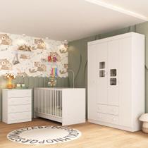 Quarto de Bebê Completo com Berço 3 em 1 para Colchão 130x60cm Brisa Multimóveis MP4521 Quarto de Bebê Completo com Berço 3 em 1 para Colchão 130x60cm Brisa Multimóveis MP4521