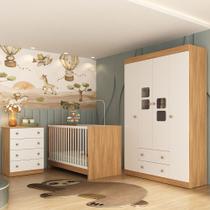 Quarto de Bebê Completo com Berço 3 em 1 para Colchão 130x60cm Brisa Multimóveis MP4521