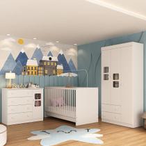 Quarto de Bebê Completo com Berço 3 em 1 para Colchão 130x60cm Brisa Multimóveis MP4525 Quarto de Bebê Completo com Berço 3 em 1 para Colchão 130x60cm Brisa Multimóveis MP4525