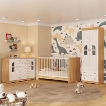 Quarto de Bebê Completo com Berço 3 em 1 para Colchão 130x60cm Liz Multimóveis MP4563