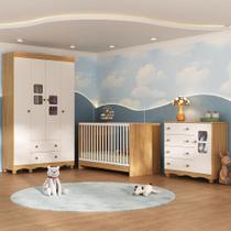 Quarto de Bebê Completo com Berço 3 em 1 para Colchão 130x60cm Luna Multimóveis MP4520