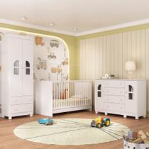 Quarto de Bebê Completo com Berço 3 em 1 para Colchão 130x60cm Nina Multimóveis MP4562 Quarto de Bebê Completo com Berço 3 em 1 para Colchão 130x60cm Nina Multimóveis MP4562