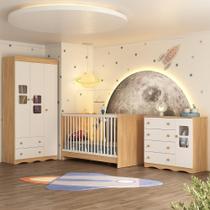 Quarto de Bebê Completo com Berço 3 em 1 para Colchão 130x60cm Serena Multimóveis MP4527 Quarto de Bebê Completo com Berço 3 em 1 para Colchão 130x60cm Serena Multimóveis MP4527