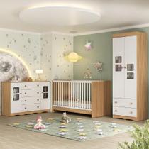 Quarto De Bebê Completo Com Berço 3 Em 1 Para Colchão 130x60cm Serena Multimóveis Mp4531 Madeirado/branco Quarto De Bebê Completo Com Berço 3 Em 1 Para Colchão 130x60cm Serena Multimóveis Mp4531 Madeirado/branco