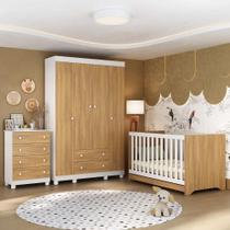 Quarto De Bebê Completo Com Berço Americano 3 Em 1 Allegra Multimóveis MP4586 Branco-madeirado Quarto De Bebê Completo Com Berço Americano 3 Em 1 Allegra Multimóveis MP4586 Branco-madeirado