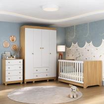 Quarto De Bebê Completo Com Berço Americano 3 Em 1 Allegra Multimóveis MP4586 Madeirado-branco