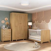 Quarto De Bebê Completo Com Berço Americano 3 Em 1 Allegra Multimóveis MP4586 Madeirado
