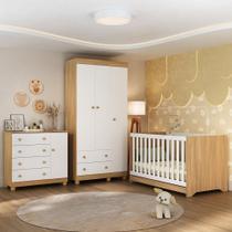 Quarto De Bebê Completo Com Berço Americano 3 Em 1 Allegra Multimóveis MP4590 Madeirado-branco