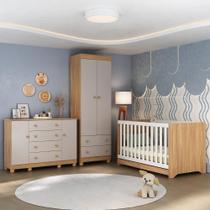 Quarto De Bebê Completo Com Berço Americano 3 Em 1 Allegra Multimóveis MP4594 Madeirado/off White