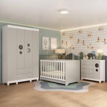 Quarto De Bebê Completo Com Berço Americano 3 Em 1 Bombom Multimóveis MP4614 Branco-off White