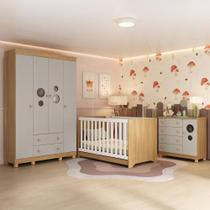 Quarto de Bebê Completo com Berço Americano 3 em 1 Bombom Multimóveis MP4614