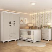 Quarto De Bebê Completo Com Berço Americano 3 Em 1 Bombom Multimóveis MP4618 Branco-off White