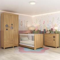 Quarto De Bebê Completo Com Berço Americano 3 Em 1 Bombom Multimóveis MP4622 Madeirado