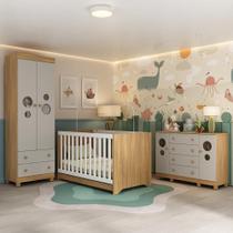 Quarto de Bebê Completo com Berço Americano 3 em 1 Bombom Multimóveis MP4626