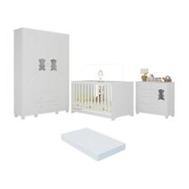 Quarto De Bebê Completo Com Berço Americano 3 Em 1 Colchão Fofura Multimóveis MP4661 Branco Quarto De Bebê Completo Com Berço Americano 3 Em 1 Colchão Fofura Multimóveis MP4661 Branco