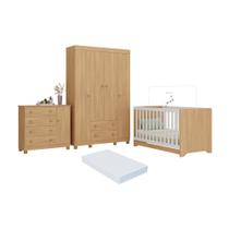 Quarto de Bebê Completo com Berço Americano 3 em 1 Colchão Incluso Allegra Multimóveis MP4598