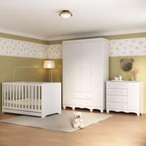 Quarto de Bebê Completo com Berço Americano 3 em 1 Colchão Incluso Dengo Multimóveis MP4600