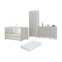 Quarto de Bebê Completo com Berço Americano 3 em 1 Colchão Incluso Dengo Multimóveis MP4612