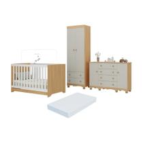 Quarto de Bebê Completo com Berço Americano 3 em 1 Colchão Incluso Dengo Multimóveis MP4612
