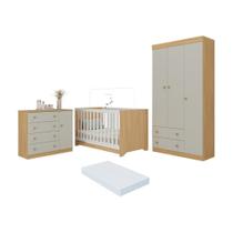 Quarto de Bebê Completo com Berço Americano 3 em 1 Colchão Incluso Encanto Multimóveis MP4605
