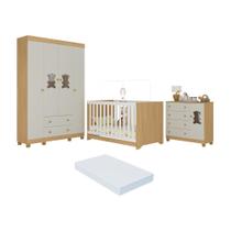 Quarto de Bebê Completo com Berço Americano 3 em 1 Colchão Incluso Fofura Multimóveis MP4661
