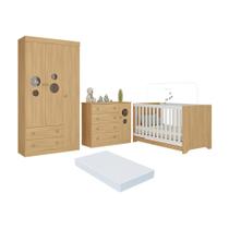 Quarto de Bebê Completo com Berço Americano 3 em 1 Colchão Incluso Pirulito Multimóveis MP4637