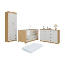 Quarto de Bebê Completo com Berço Americano 3 em 1 Colchão Incluso Realeza Multimóveis MP4611